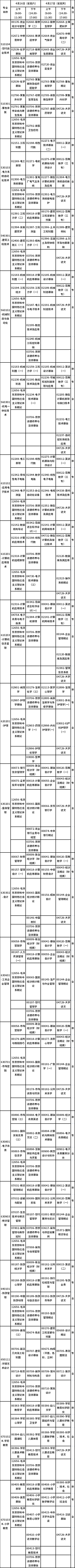 广西2022年4月自考课程考试安排表